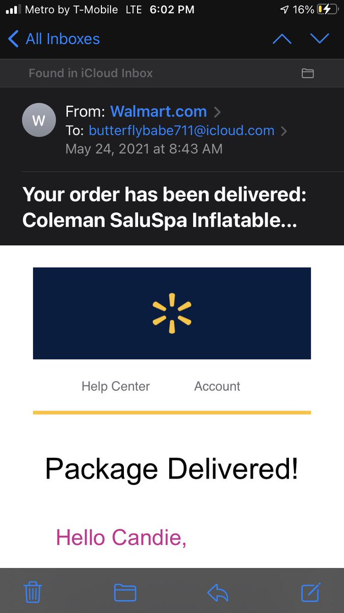 cmk84711's tweet photo. Ordered this @Walmart on May 23 got an email the 24th it had been delivered only the delivery date Walmart gave me was May 22 the day b4 I placed the order and is giving me the run around about refunding me my $ https://t.co/z1CJOeKugR