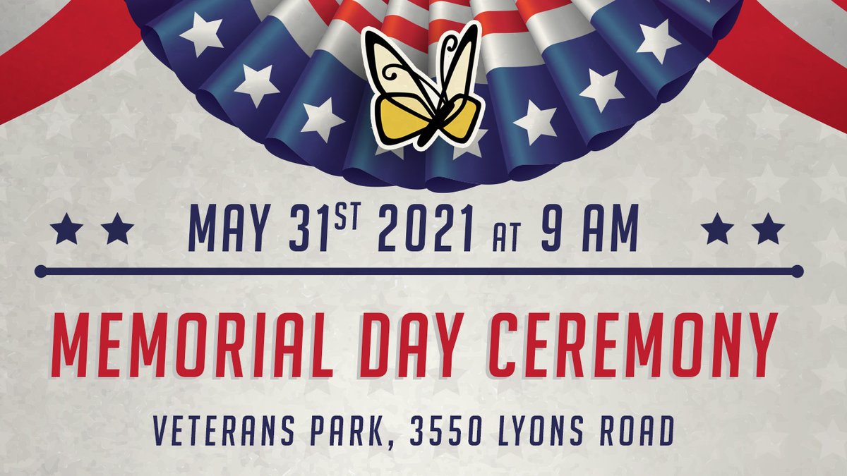 Join us on Memorial Day to remember those who gave their lives to protect our freedom Monday, May 31, 2021 beginning at 9:00 AM Veterans Park, 3550 Lyons Road (southeast corner of Lyons Road and Sample Road) For more information, call 954-545-6600