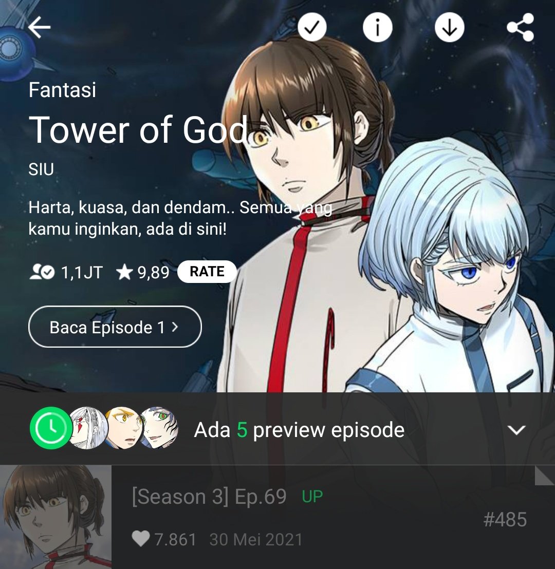 JeonidaJk's tweet photo. Tower Of God is back 😍
Thankyou editor webtoon indonesia @linewebtoonid
Thankyou so much to author SIU @siu3334
I hope you all stay healthy 🤗💜
#TowerOfGod #TOGcomeback #TOGisBack https://t.co/HWddvGddIW