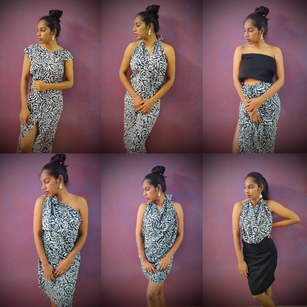 One fabric and 6 ways of wearing it #fashion #fabricdraping #multipleways #fashiondesigner #fashionblogger