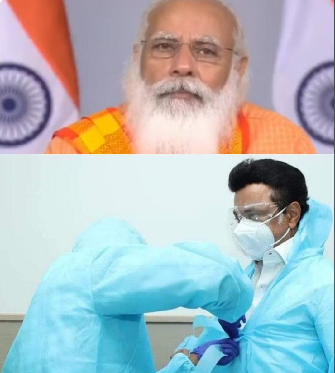 Aswanth__'s tweet photo. Stalin : fight against covid 
Modi : crocodile tears

#GoBackModi 
#7yearsOfModiMadeDisaster https://t.co/0v7JnWsE7J