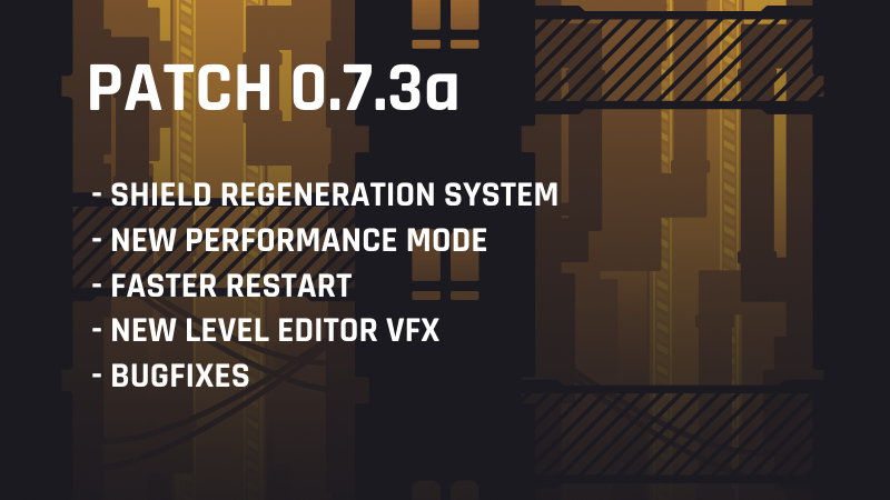 GameRhythmy's tweet photo. PATCH 0.7.3a is now out! ⭐

- Shield Regeneration System
- New Performance Mode
- Faster Restart
- and more!

Full patchnote: https://t.co/jv8KJXvDs2

#indiegame #gamedev #indiedev #steam https://t.co/7xXM3hNCJU