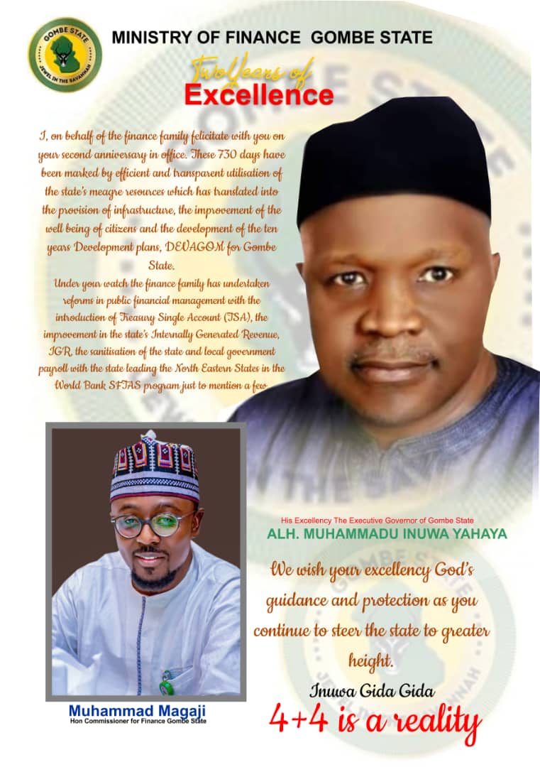 Ministry of Finance and Economic Development Gombe (@mofgombe) on Twitter photo Congratulations to his excellency <a href="/GovernorInuwa/">Muhammadu Inuwa Yahaya</a> and Honourable commissioner of Finance <a href="/mgm262/">Mal. Muhammad Gambo Magaji</a> . may Allah continue to bless your tenure.
<a href="/Abdallahmisilli/">Abdullahi Misilli</a> @InuwaVanguard <a href="/InuwaMedia/">Press Affairs, Gombe Gov’t</a> Congratulations to his excellency <a href="/GovernorInuwa/">Muhammadu Inuwa Yahaya</a> and Honourable commissioner of Finance <a href="/mgm262/">Mal. Muhammad Gambo Magaji</a> . may Allah continue to bless your tenure.
<a href="/Abdallahmisilli/">Abdullahi Misilli</a> @InuwaVanguard <a href="/InuwaMedia/">Press Affairs, Gombe Gov’t</a>