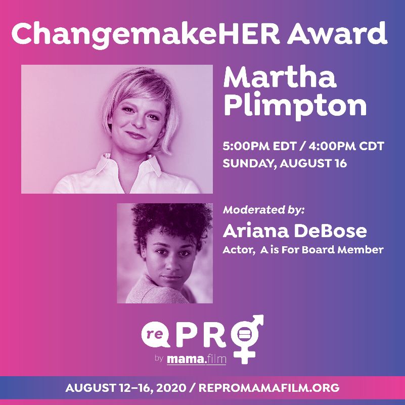 We’re looking back at @rePROFilmFest’s inaugural ChangemakeHER Award recipient, actor+activist #MarthaPlimpton. Martha spoke w/the sensational @ArianaDeBose about the importance of #reprorights & ending the stigma around abortion, the mission of @AIsForOrg bit.ly/3uE8Ci6