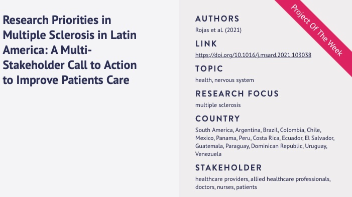 Today is #WorldMSDay, a life-changing disease, not just for the persons with #MultipleSclerosis but also for their families and carers. Check out their priorities for #research in our #projectsoftheweek in our #prioritysetting database

👉ois.lbg.ac.at/en/project-dat…