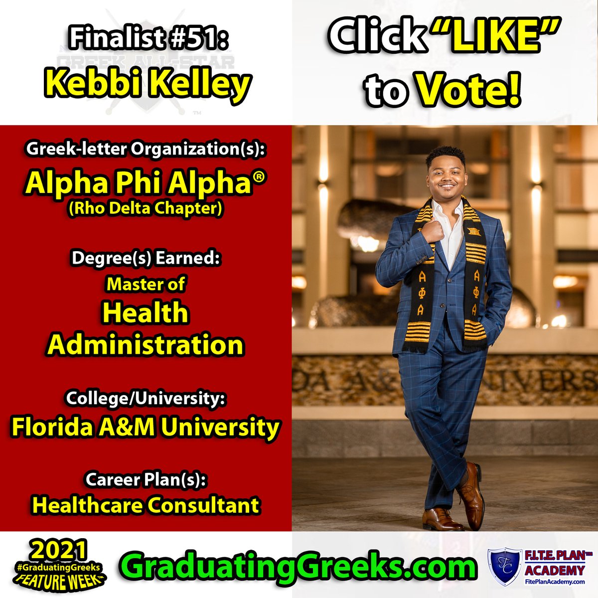 GreekAwards's tweet photo. .CLICK “LIKE” TO VOTE FOR OUR NEXT CONTESTANT:
2021 National @GreekAwards #GraduatingGreeks Feature Week™ Photo Contest FINALIST #51: Kebbi Kelley (@4bdu_), Rho Delta Chapter #APhiA. #GreekLife.
Sponsored by: @TimCarthon’s #FITEPlan Academy - https://t.co/DkX9xU4rUP https://t.co/Nltn5JdTrv