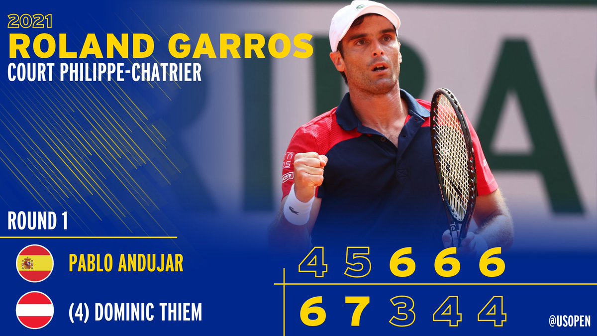 Round 1 shake-up! Pablo Andujar takes out two-time Roland Garros finalist Dominic Thiem in five sets.