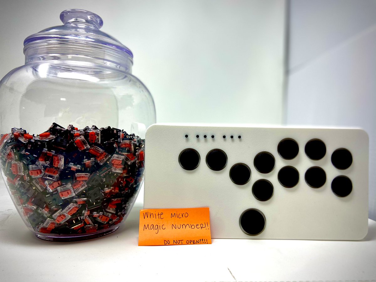 junkfoodarcades's tweet photo. GIVEAWAY!!! Want to own the very FIRST (1/30) Limited Edition White Micro? Quote this tweet and guess how many switches are in the jar..You have until 6/12 (or until someone gets it right) to guess the closest number without going over! Only your first 3 guesses will count :) https://t.co/ZD6oNws8j4