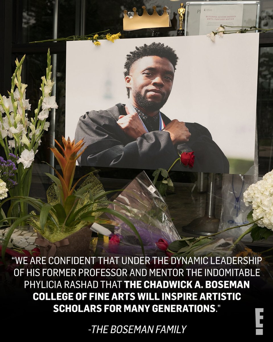enews's tweet photo. Howard University is renaming their College of Fine Arts for late actor and alum, Chadwick Boseman. ❤️ (📷: Getty Images) https://t.co/nndWnHjoWH
