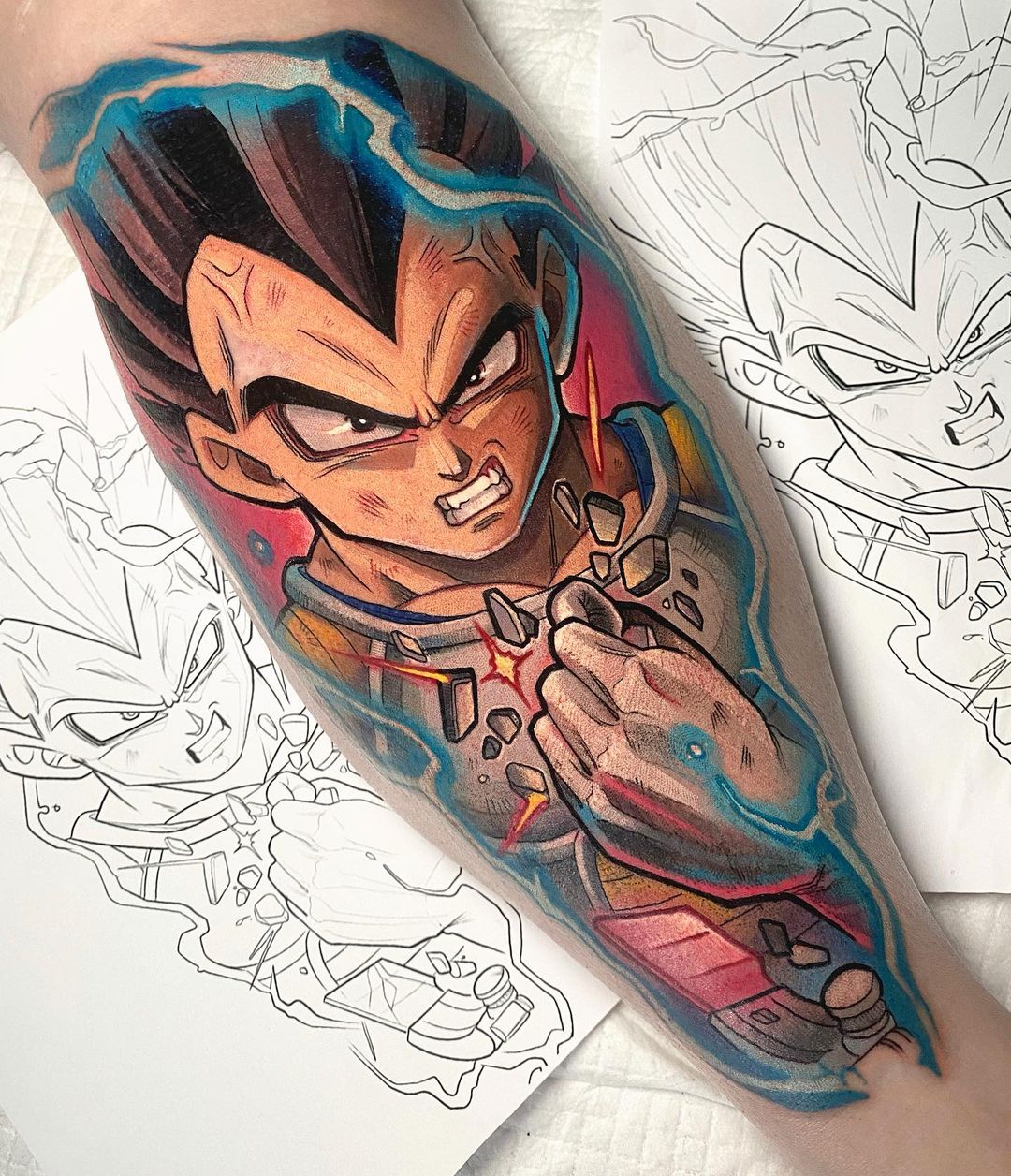 Got my vegeta tattoo done finally! : r/dbz