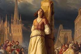 Gabrielasjr's tweet photo. Nos enseñan que Europa fue cuna de la civilización, pero esa civilización quemaba mujeres vivas.

A sus 19 años, Juana de Arco, considerada heroína de Francia, fue asesinada en la hoguera, acusada de herejía.

Murió un día como hoy, víctima de la intolerancia y la superstición. https://t.co/8dcS2dGbLt