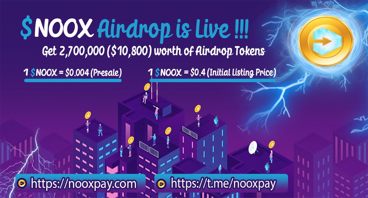 nooxpay's tweet photo. Airdrop is Live!!🚀
📌Get 2500 NOOX ($10) tokens.
📌500 NOOX tokens ($2) for each referral.
📅Distribution Date: 15 July
👉Link Airdrop https://t.co/HbezEAGlpW

Privatesale 1 NOOX = $ 0,001
Presale 1 NOOX = $ 0,004
Listing Price = $ 0,4 (100x)🤑

#NOOX #NOOXPAY #BSC #Binancechain https://t.co/UHj7bYHhI7