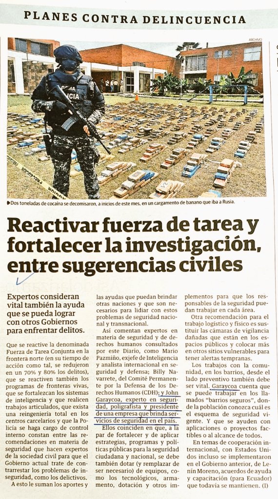 MacSecurity_ec's tweet photo. #MacSecurity| Compartimos nuestra opinión respecto a ¿cómo combatir la inseguridad en el #Ecuador?, reportaje de @eluniversocom
Ampliar el plazo para la detención en delito flagrante e implementar programa de barrios seguros, son algunas de las sugerencias.
#SeguridadCiudadana https://t.co/VkLVCUwJGf