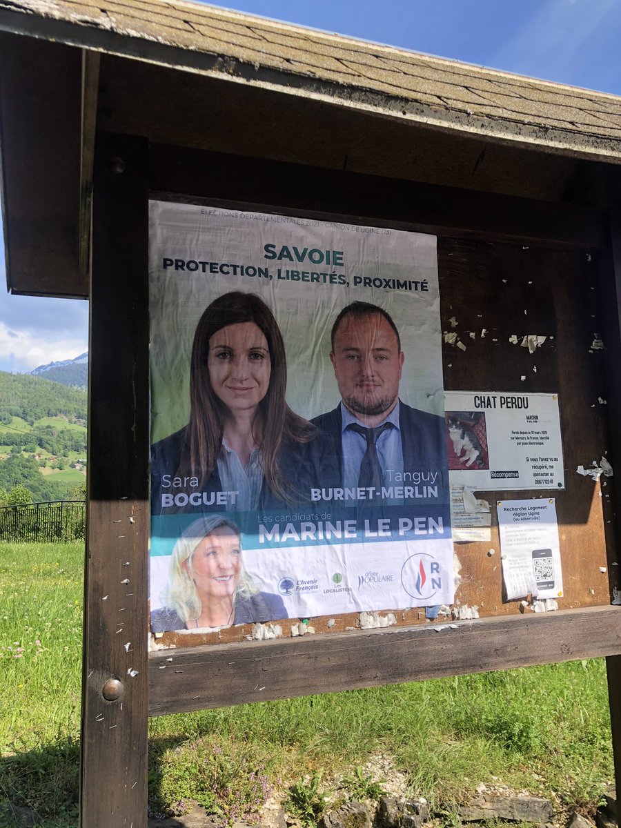 tanguyburnet's tweet photo. Avec Sara Boguet nous étions sur le terrain cet après-midi. Au programme collage dans les communes d’#Ugine #Marthod #Allondaz #Crestvoland. Le 20 et 27 juin pour les #departementales2021 et #regionales2021 je vote pour le binôme #RN et @AndreaKotarac ! 🗳🇫🇷#cantondUgine #Savoie https://t.co/8DfTxCa4PE