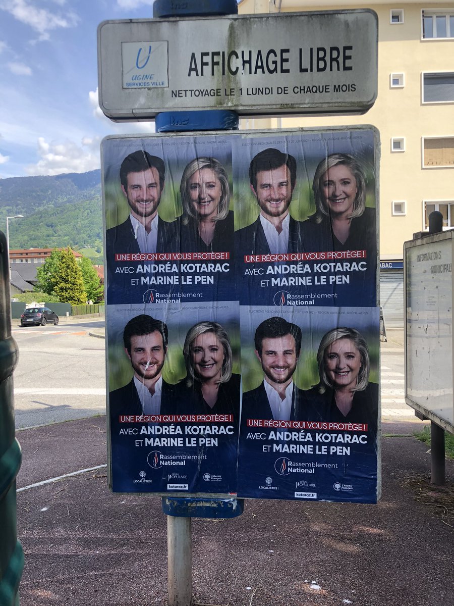 tanguyburnet's tweet photo. Avec Sara Boguet nous étions sur le terrain cet après-midi. Au programme collage dans les communes d’#Ugine #Marthod #Allondaz #Crestvoland. Le 20 et 27 juin pour les #departementales2021 et #regionales2021 je vote pour le binôme #RN et @AndreaKotarac ! 🗳🇫🇷#cantondUgine #Savoie https://t.co/8DfTxCa4PE