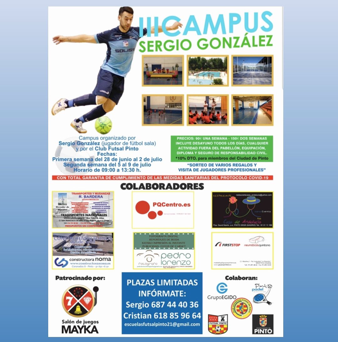 Segunda semana de inscripciones y tenemos ya casi todas las plazas reservadas.

Quedan poquitas plazas, corre y no te quedes sin la tuya 🏃‍♂️💨

El Miércoles día 2 de Junio volveremos a estar en las oficinas del club de 19:00 a 21:00 para seguir con las inscripciones. 💪🏻⚽️