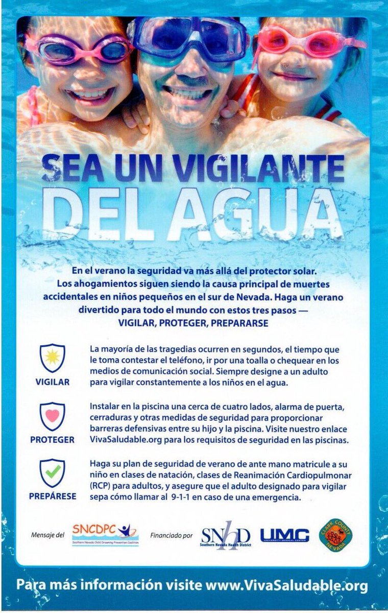 IT WILL BE HOT TODAY in the @CityOfLasVegas , even HOTTER the rest of the week.  Swimming is a refreshing way to cool off. REMINDER @LasVegasFD responded to 2 critical near-drownings in backyard pools Saturday. Be a Water Watcher.  Drowning is preventable. @SNCDPC