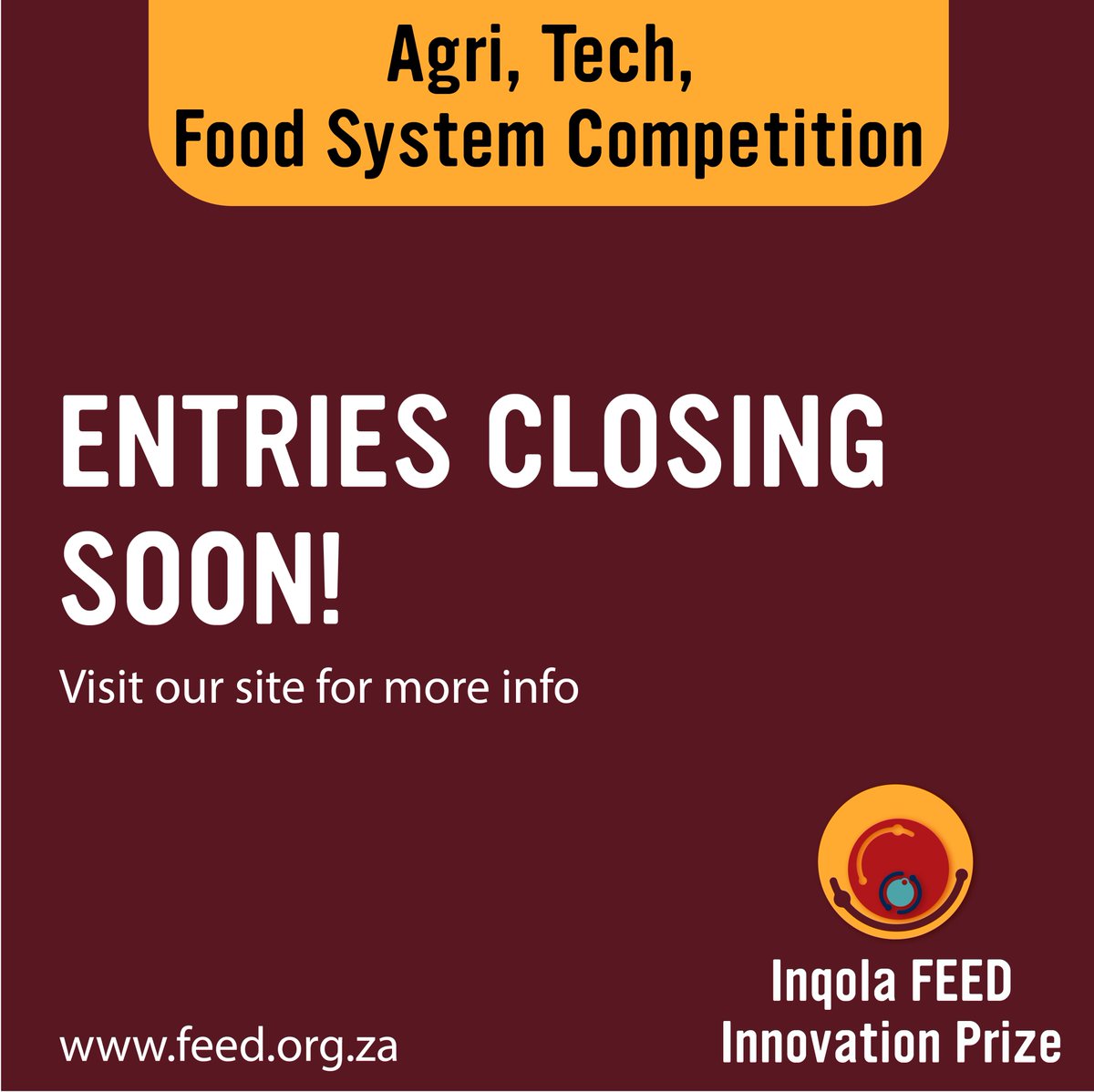 It's almost time for our Prize window to come to a close, but there's still time for you to tag an organisation or individual you think could disrupt the food system with their innovative ideas. 
Visit our website: feed.org.za/inqola-feed-in…
#Inqolaprize #innovationprize #technology