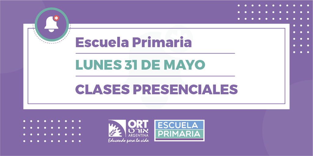 #ORT2021 #PrimariaORT > 📢 Escuela Primaria - Clases Presenciales 📢

📌 De acuerdo a la disposición del Gobierno de la Ciudad Autónoma de Buenos Aires y la DGEGP -Dirección General de Educación de Gestión Privada-, organismo que nos regula, (sigue)