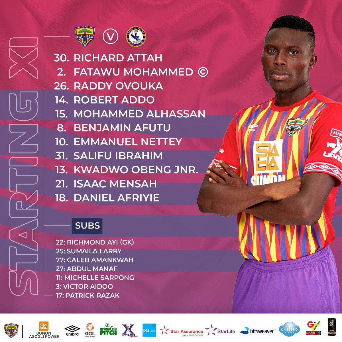 TheOakTree11's tweet photo. OUR TEAM 👥 

🆚 @BerekumChelseaF 

Operation 15 points start tonight. 

Let's do it @HeartsOfOakGH https://t.co/qL6i1oJs8J