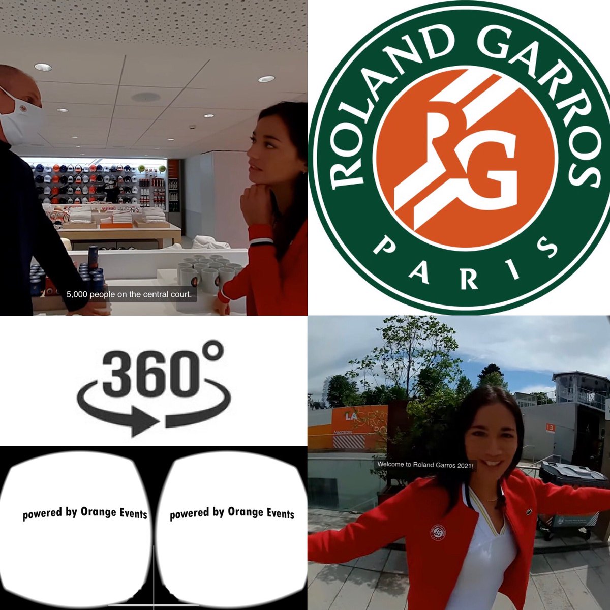 davpicard's tweet photo. 🆕visite par @AlizeLim en 360° de la boutique #RolandGarros Jolie surprise avec Guy forget et...sa poudre magique (terre battue) 👍aux équipes #OrangeEvents avec #VirtualTour 👏 @BertrandRojat @EricCluzeau et @christopherufin @yannruello #VirtualReality 🆒https://t.co/RaVEutLMsA https://t.co/GcOUESJmQg