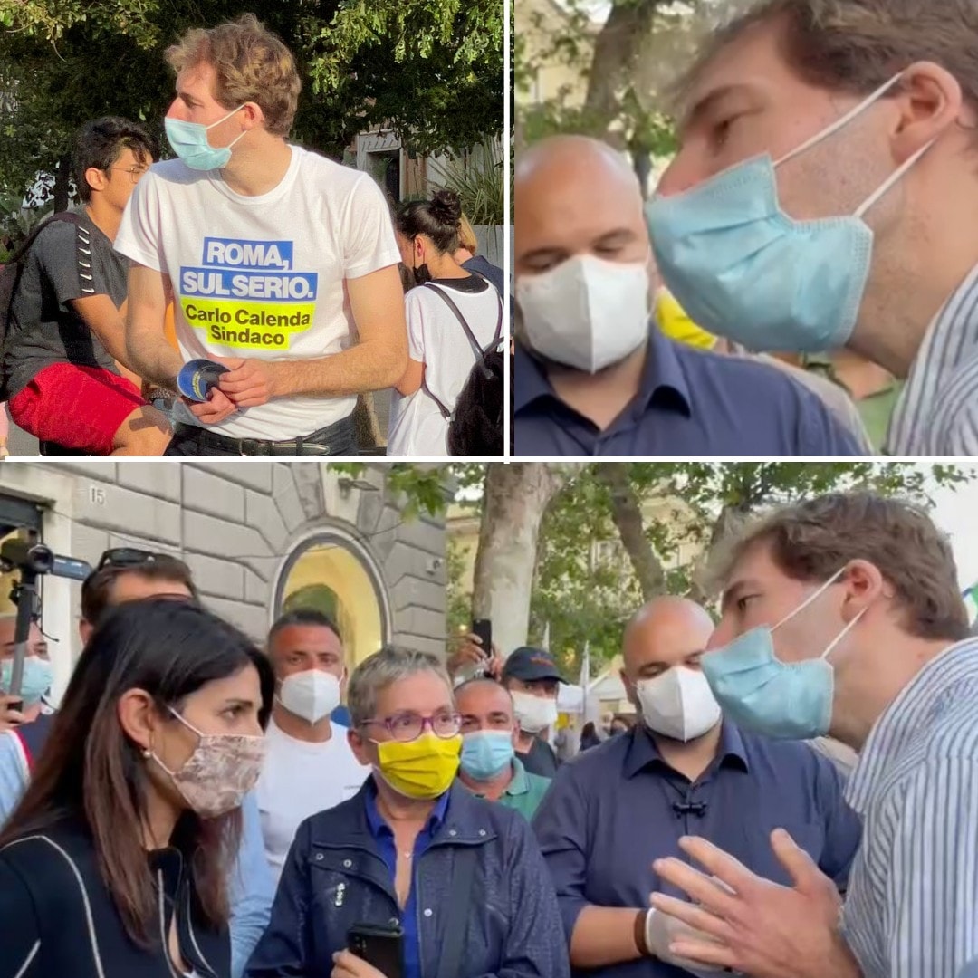 lvoir's tweet photo. Maglietta per la propaganda di cicciobello #Calenda e poi via si traveste da semplice cittadino per aggredire @virginiaraggi mentre a #Ostia espone i traguardi raggiunti dalla sua amministrazione. https://t.co/xNqI66cu5s