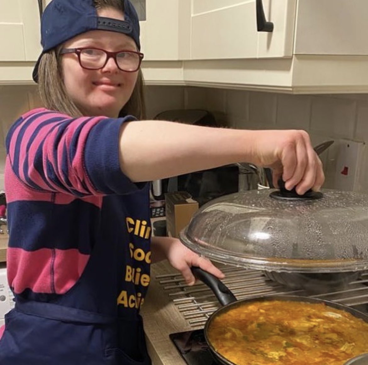 TogetherAcademy's tweet photo. Miriam showing off her cooking skills. This looks delicious Miriam. Ours tasted DEVINE! 

#togethercafe #skills #inclusion #t21 https://t.co/FhjMENj13n