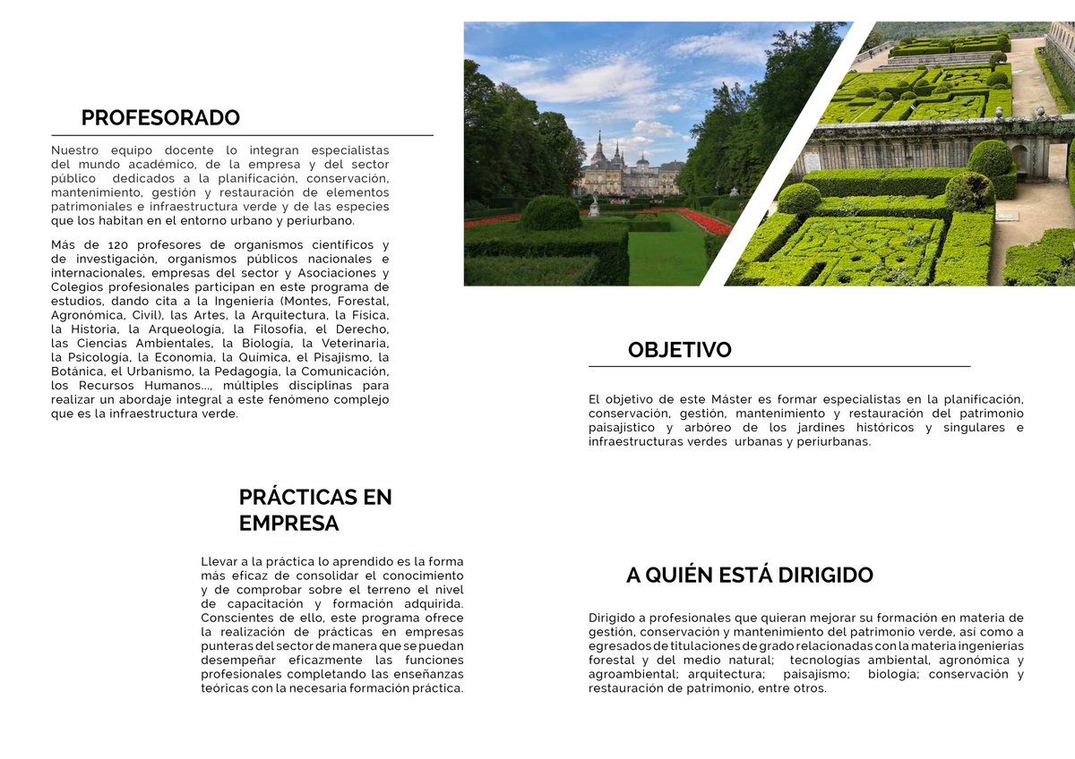 masterjardines's tweet photo. III Edición del #MásterJardinesSEIV @montes_mnatural @La_UPM 

✅ 60 ECTS teórico-prácticos
      ➕
✅ 12 ECTS Prácticas en empresa
      ➕
✅ 18 ECTS Trabajo Fin de Máster

🗓️ Del 13/09/2021 al 08/07/2022

⚠️ Abierta la inscripción ‼️

https://t.co/VuXi7TpV6E

👇 https://t.co/thqBAwaLoq