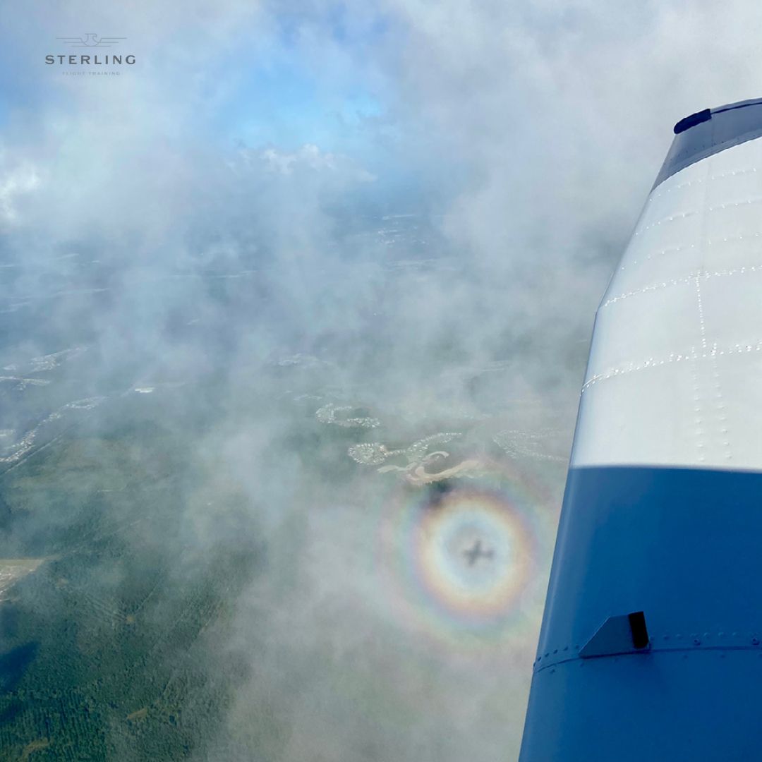 Can you spot what's special about this photo? 📷 
.
.
.
There's a ghost plane following along, which is actually the silhouette of our plane projected onto the clouds below. #soarwithsterling #lifeinthesky #pilotlife #instaaviation #jacksonville