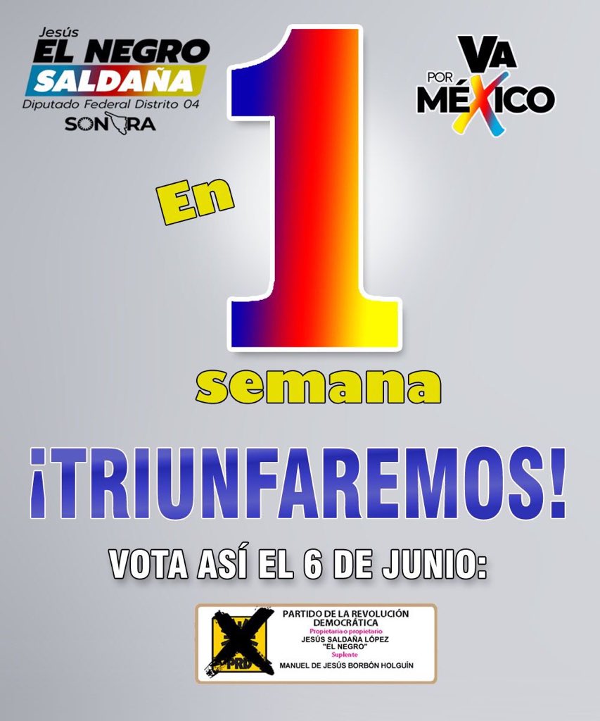 JesusElNegroS's tweet photo. ¡Equipo, en 1 semana, TRIUNFAREMOS! 
#VotaElNegroSaldaña https://t.co/uVZoOgxddd