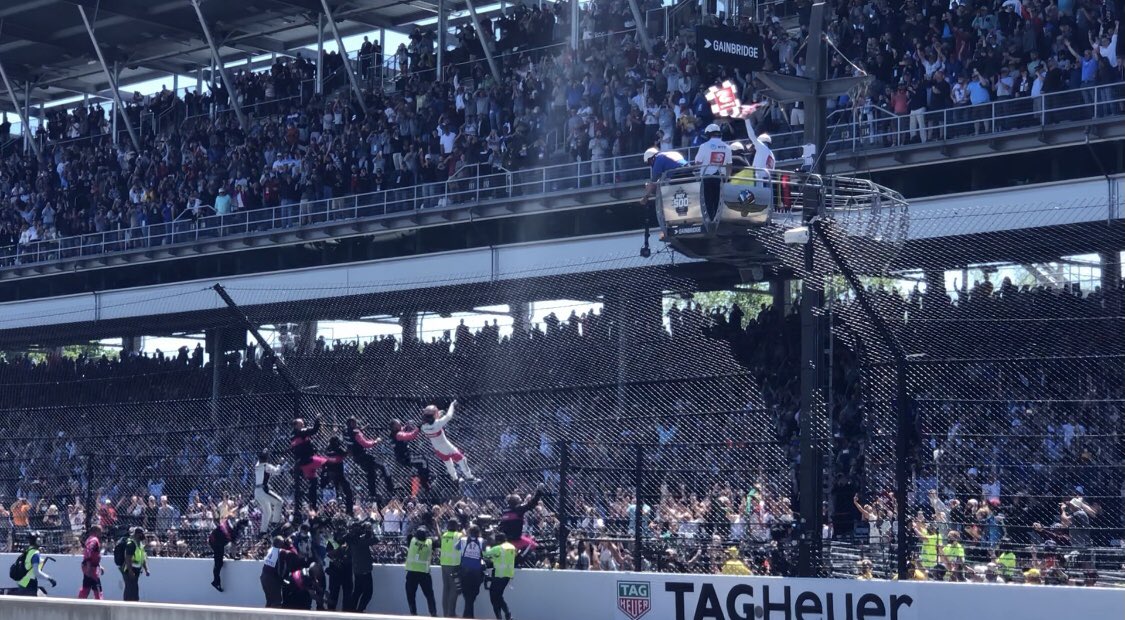 I’ve taken loads of bad photos and videos today, but standing in the pits to hear the noise as Helio took the lead and won it - and then climbed the fence - was honestly a little bit emotional. I love sport with fans, there’s nothing like it #Indy500