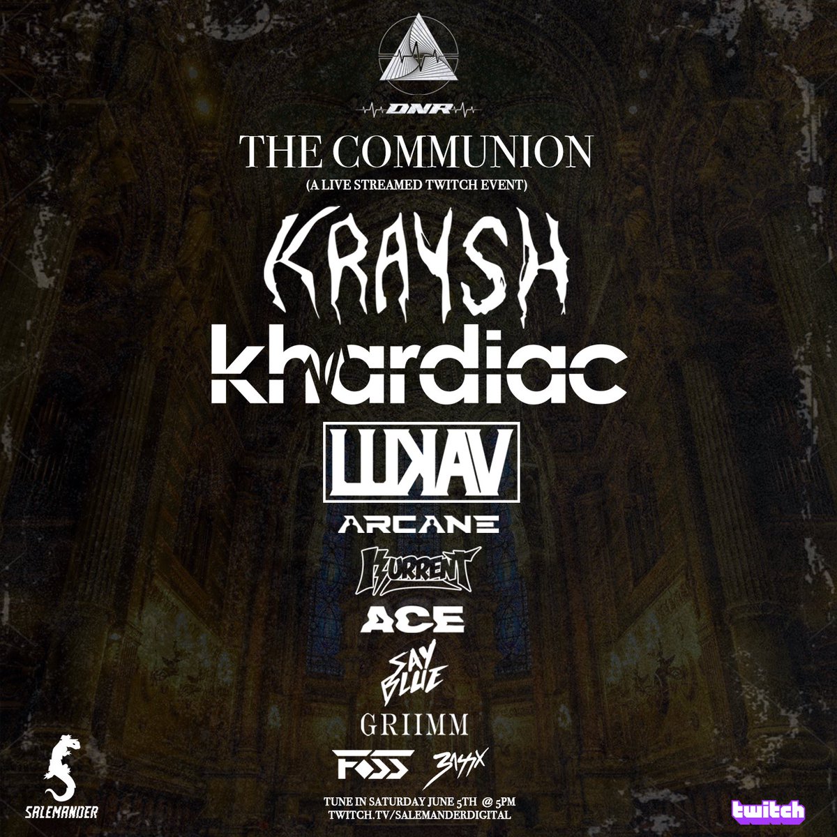 This Saturday June 5th - The Communion, the official pre party via Twitch! 
Featuring some of Toronto’s most talented locals, as well as answering questions during a 15 min AMA with the DNR Team.  Stay tuned for details!
Shoutout to <a href="/ProductionsDnr/">DNR Productions</a> for hosting this livestream!