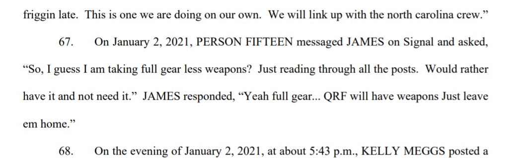 MacFarlaneNews's tweet image. New indictment tonight against accused Oath Keepers alleges more preps on January 2nd (4 days before Insurrection) for an armed QRF force outside DC.  (quick reaction force)

And indicates there are more names &amp;amp; charges coming, note reference to "PERSON FIFTEEN"