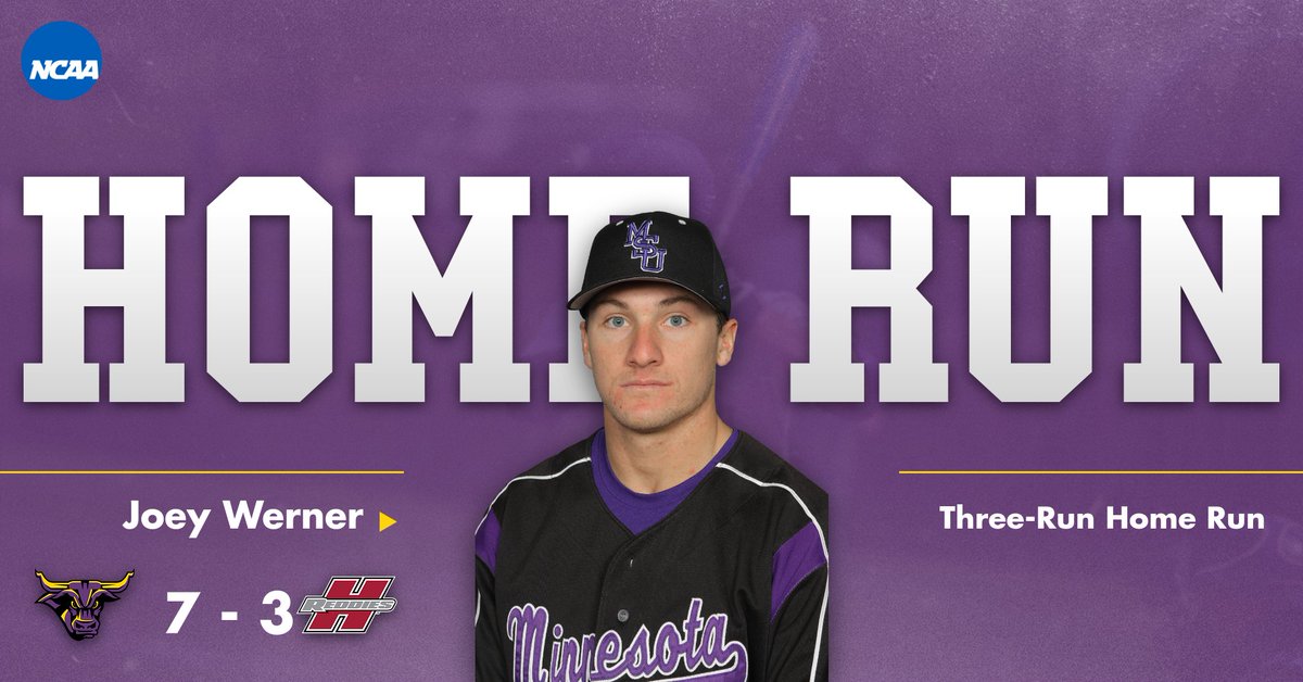 Minn State Baseball (@minnstbaseball) on Twitter photo MAVERICK HOME RUN | <a href="/JoeyWerner/">Joey Werner</a> hits his 13th home run of the season off the batters eye! The three-run shot has us up by four as part of a five-run inning. #HornsUp
B8 - 2 outs...
MSU: 7
HSU: 3 MAVERICK HOME RUN | <a href="/JoeyWerner/">Joey Werner</a> hits his 13th home run of the season off the batters eye! The three-run shot has us up by four as part of a five-run inning. #HornsUp
B8 - 2 outs...
MSU: 7
HSU: 3