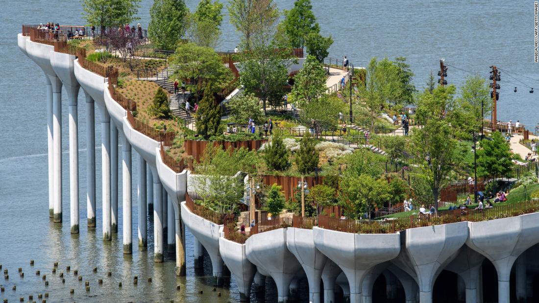 CNN's tweet photo. New York City's newest park, Little Island, has opened to the public. https://t.co/Yw8ctwb3yO https://t.co/dHtEtlA4Eq