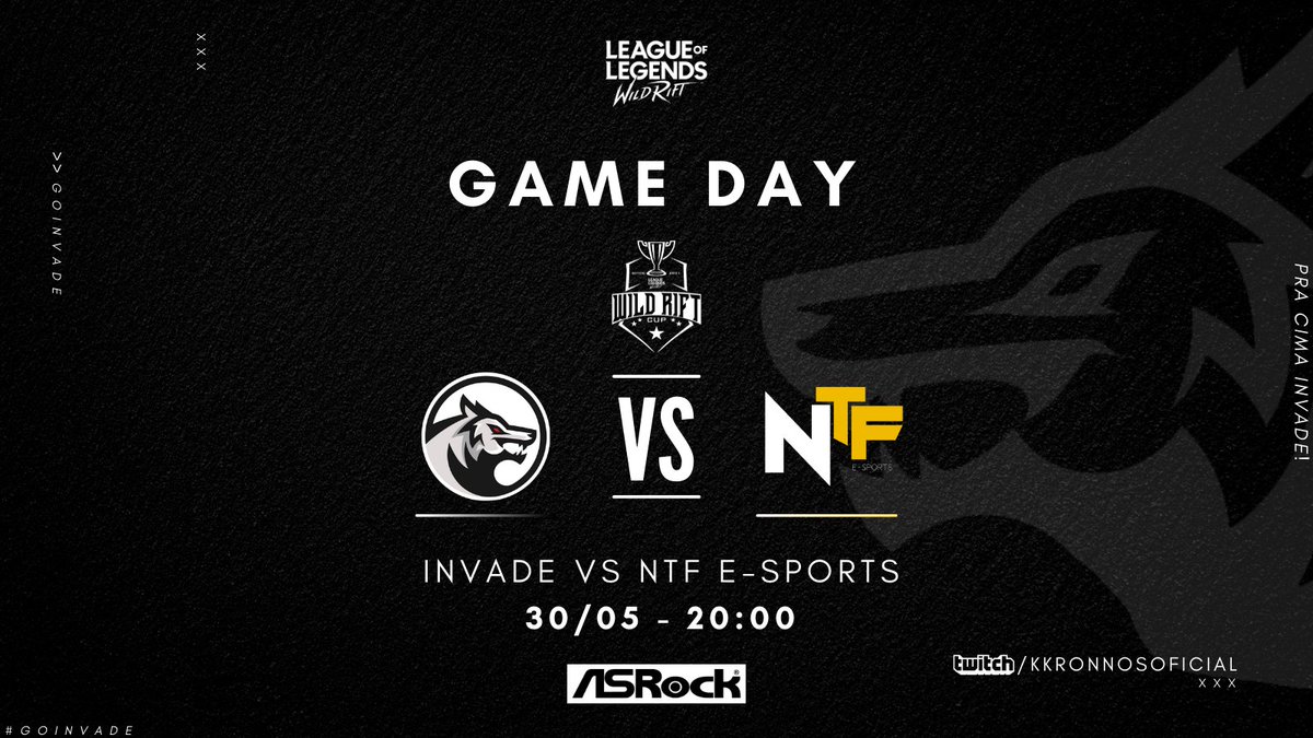 [#WILDRIFT] Oitavas de final da <a href="/Copawildrift/">Copawr</a> 

⚔️<a href="/goinvade/">Invade Gaming</a> VS NTF E-Sports
⏰20:00
📺twitch.tv/kkronnosoficial