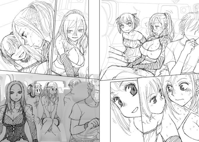 見開き単位で作業してた連載の下描き台詞フキダシ擬音無しバージョン…54↓胸がどんどん大きくなってる…微乳設定の娘までちょっとずつ大きくなっちゃって…あんまオッパイ星人の自覚無いんだけど…てか、縁も無い 