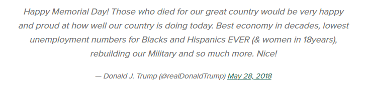 DonLew87's tweet photo. While the GOP hypocrites are giving flack to @VP, @KamalaHarris, about Memorial Day, it's worth recalling the approach of the painfully self-absorbed Donald "Bone-Spurs" Trump to which the phonies surely gave a pass. Enjoy the long weekend, everybody. https://t.co/IDa0FZ19oy