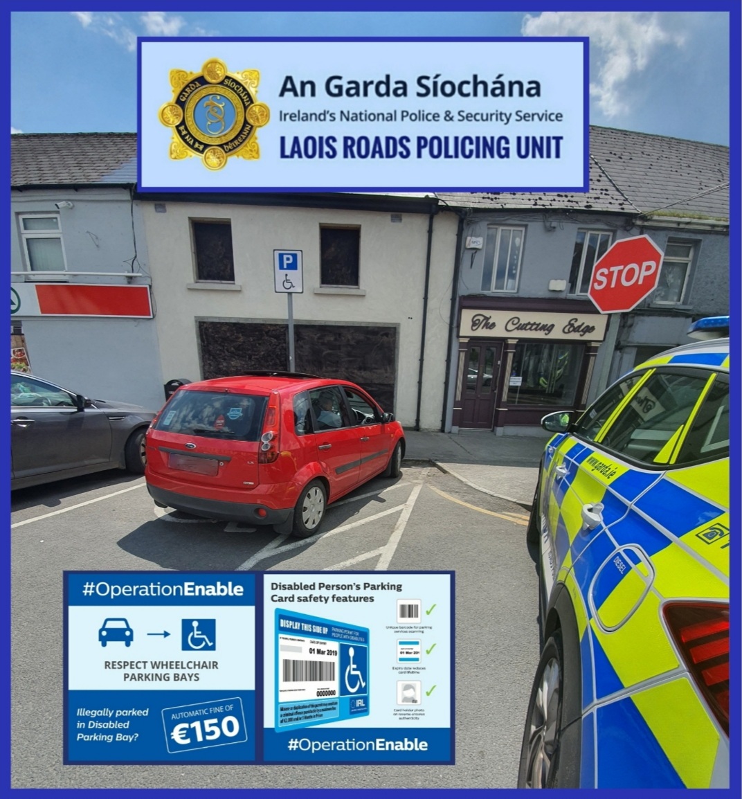 GardaTraffic's tweet image. Laois Roads Policing Unit on patrol today in Mountrath observed this vehicle parked in a disabled bay without a permit. The occupants had gone shopping while there was ample free parking nearby. €150 Fixed Charge Notice issued to the driver.

#OpEnable #GardaMobility #LaoisRPU