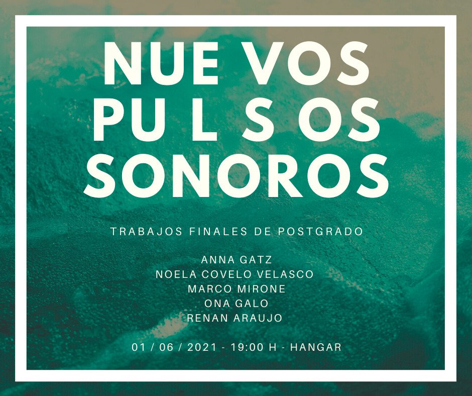 El martes 1/6, con lxs compañerxs del <a href="/masterartsonor/">Máster en Arte Sonoro</a>, presentamos nuestras piezas en <a href="/Hangar_org/">Hangar.org</a>