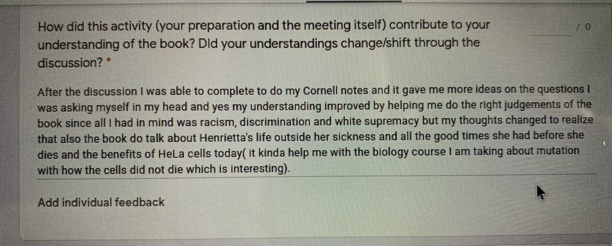 XanWoods's tweet image. Collaborating w/ SBI4U teacher by using Immortal Life of Henrietta Lacks in both courses. Upcoming task covers expectations in both courses to support SS learning in quad model. Fewer tasks, more support, more cycling back #cohorting #crosscurricular #equity #quad #innovation