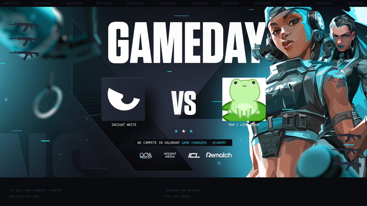 InsightUpdate's tweet photo. Insight will be competing against @ManILoveFwogs in today’s Valorant Game Changers Semi-Finals at 4 EST.

Watch here: https://t.co/E9060l25uQ 

#INSIGHTWIN🏆 https://t.co/3qezFKbfgq