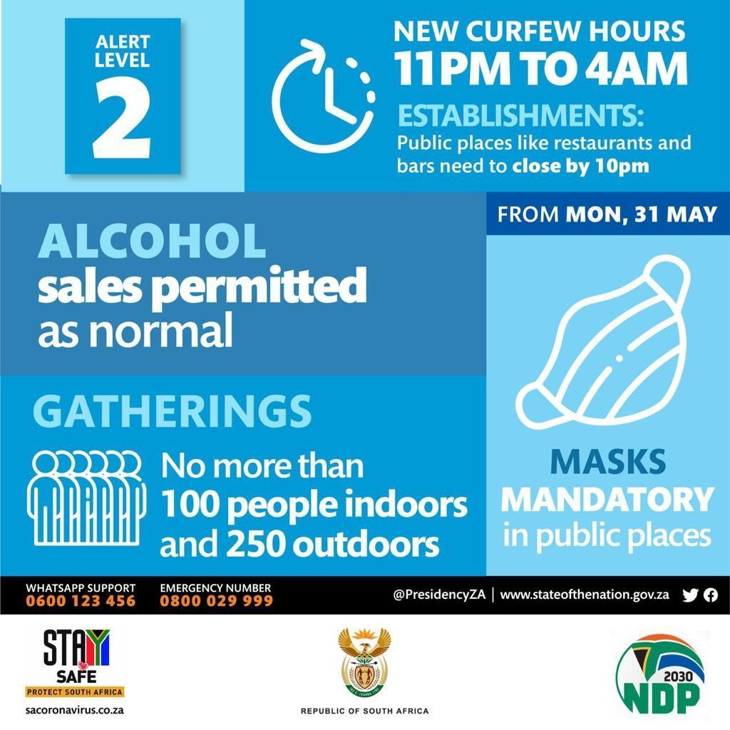 City_Ekurhuleni's tweet image. As of tomorrow 31 May, the country 🇿🇦will be on the adjusted alert #Level2  attached is a breakdown of #AlertLevel2 #staysafe #CoEcares
