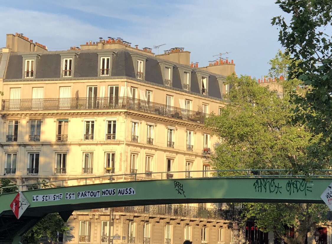 EmileInParis's tweet photo. #Paris Canal St Martin, 5 days after,
#Graffitti and @CollagesParis are back! 

#NeverEndingStory #SaccageParis https://t.co/QheFCk98yP