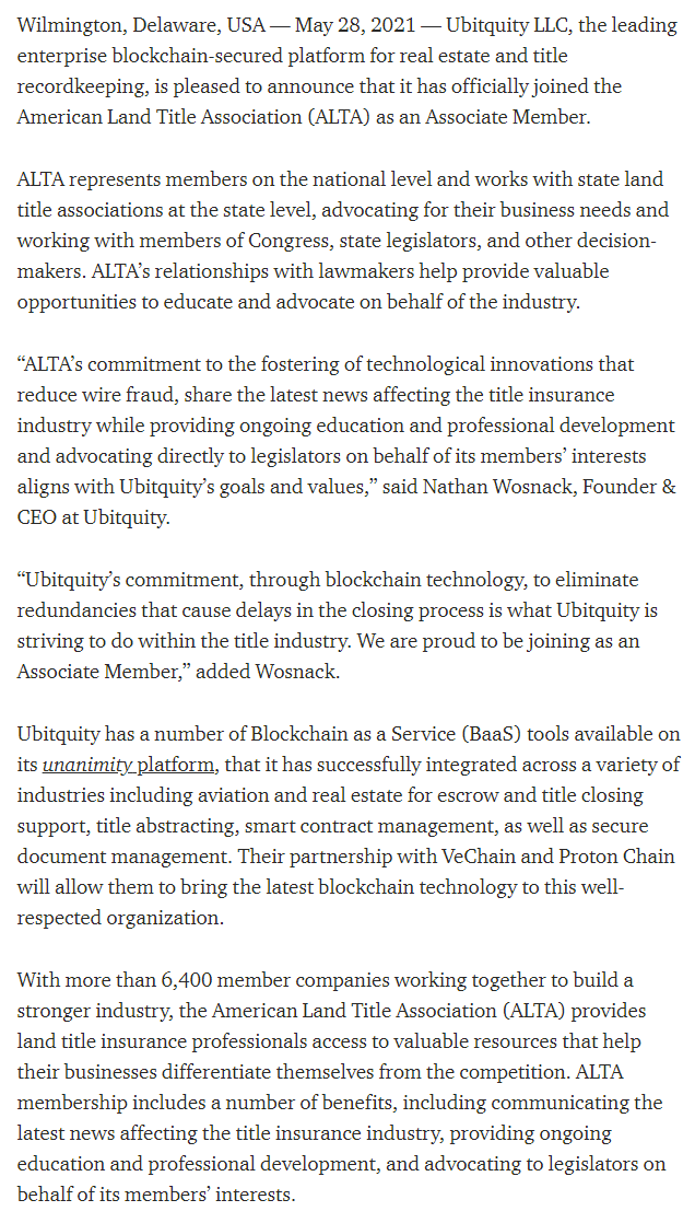 eisenreich's tweet photo. Ubitquity x American Land Title Association
"Their partnership with VeChain and Proton Chain will allow them to bring the latest blockchain technology to this well-respected organization." ๐ค
#SwitchToVeChain โ๏ธ #BuildOnVeChain ๐๏ธ
#VeChain $VET #VeFam #UbitFam @ubitquity_io https://t.co/aINXrbS8Wy
