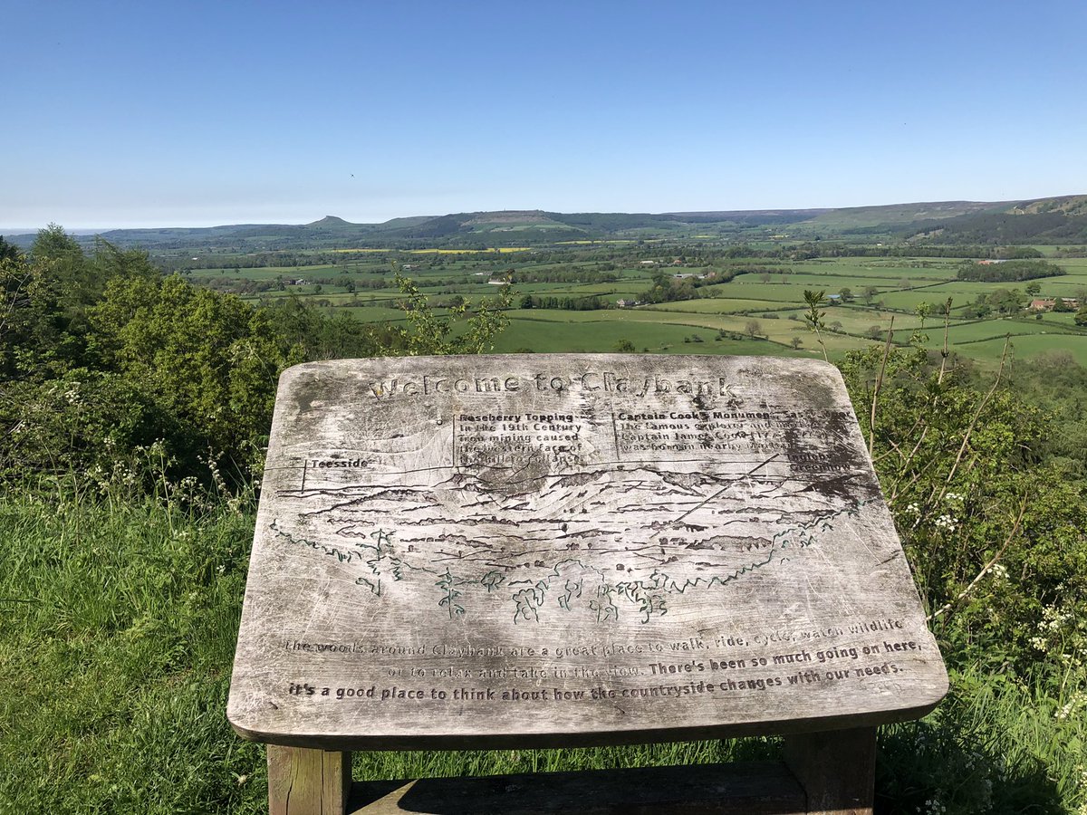 WoodlandsFarmNY's tweet photo. Lovely day for our guests walking the Coast to Coast. You can just make out Roseberry Topping in the distance, looking out from Clay Bank 🥾🌿 #c2cwalk #coasttocoastwalk #roseberrytopping #walkshire https://t.co/efGAFHSP4S