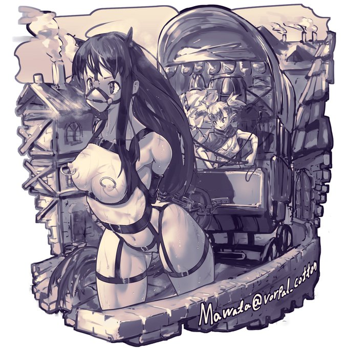 いつもご支援ありがとうございますこれは異世界召喚されて行商エルフに馬奴隷にされちゃったJKちゃんですフルカラー版の方はこちらの方へお願いします #ponygirl 