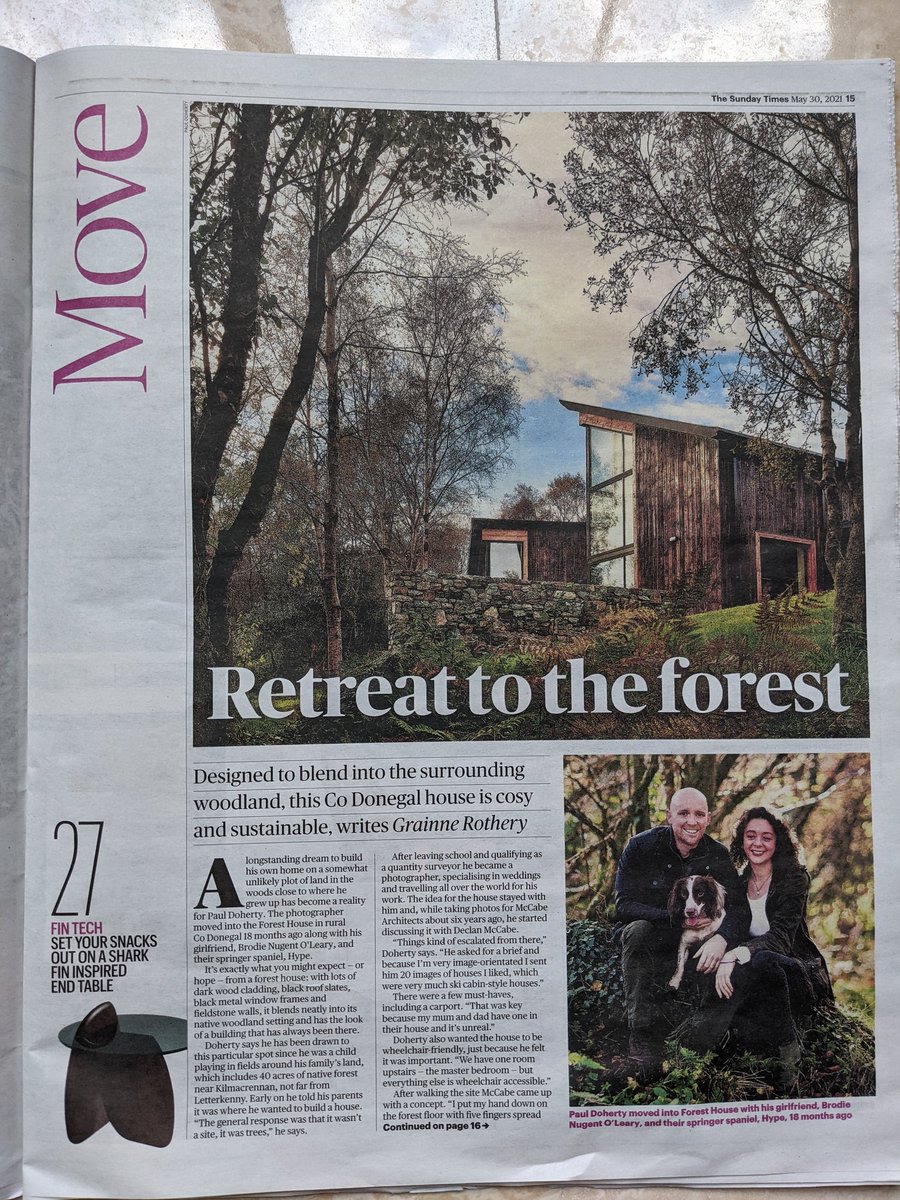 podevine's tweet photo. Great to see @Doherty_Paul amazing Forest House near Kilmacrennan #Donegal in today's Home section of the @SunTimesIreland https://t.co/wxrW7CQuJl