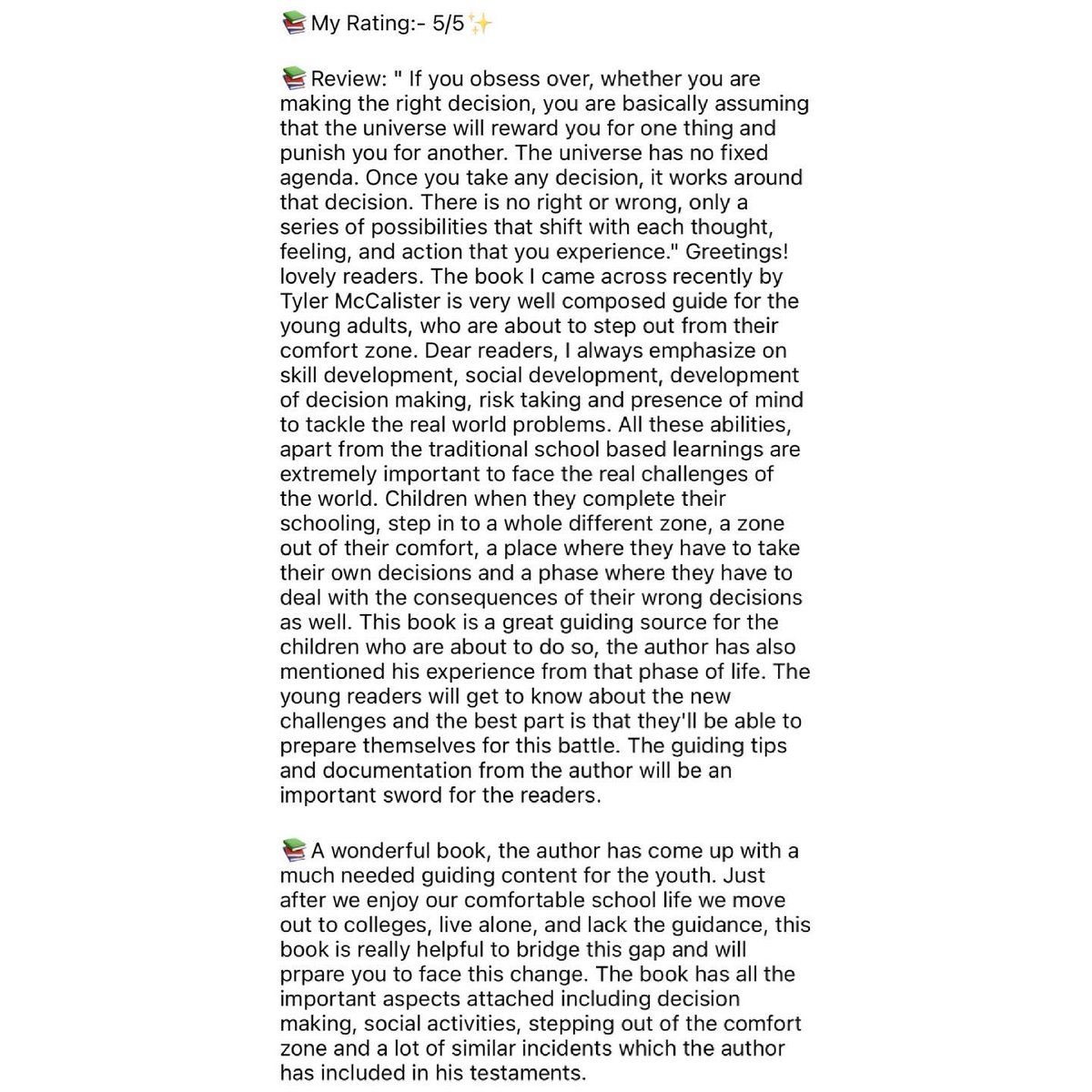 TylerMccalister's tweet photo. Thank you so much for the review @she_reads_everythingg !! 📚💡 this is AMAZING!! We greatly appreciate it here at McCalister Publishing 
YGK! YGK! YGK! 🔴🟠🔵⚪️#younggrownknowledgeable #youngadultselfhelp #careeradvicebook #careerassessement #careerdecisions #careeroptions https://t.co/wG0b5cWXgC