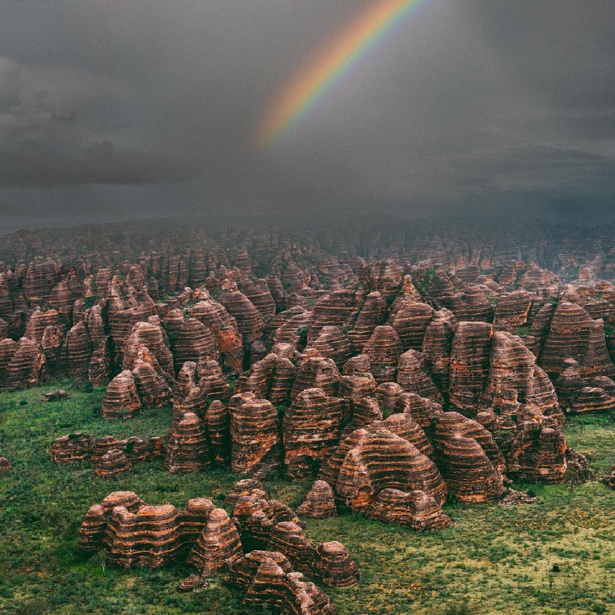 Australia's tweet photo. The #BungleBungles are spectacular from any angle, but they’re seriously next level from the air 🚁 

Just ask IG/saltywings, who captured this incredible image from above with @SpiritHeli. #seeaustralia #thisiswa #wanderoutyonder #holidayherethisyear https://t.co/qlH2oRmept